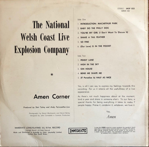 Amen Corner : The National Welsh Coast Live Explosion Company (LP)