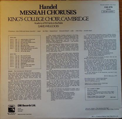 Handel*, King's College Choir, Cambridge*, Academy Of St. Martin-in-the-Fields*, David Willcocks : Messiah Choruses (LP)