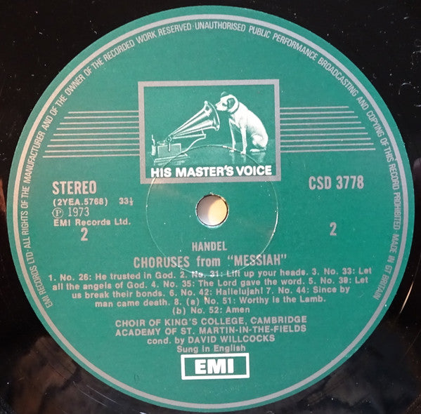 Handel*, King's College Choir, Cambridge*, Academy Of St. Martin-in-the-Fields*, David Willcocks : Messiah Choruses (LP)