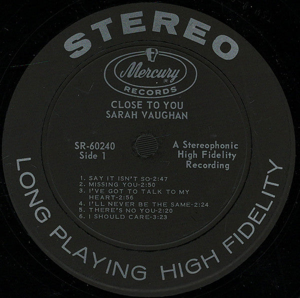 Sarah Vaughan : Close To You (LP, Album)