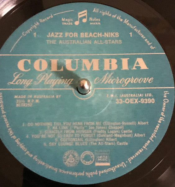 The Australian All-Stars : Jazz For Beach-Niks (LP, Album, Mono, RE)