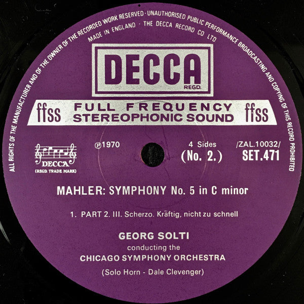 Mahler* – Chicago Symphony Orchestra • Georg Solti • Yvonne Minton : Symphony No. 5 In C Minor / Songs From "Des Knaben Wunderhorn" (2xLP + Box)