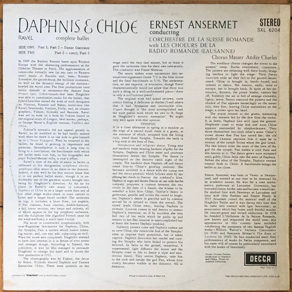 Ansermet*, Ravel*, L'Orchestre De La Suisse Romande With Les Choeurs De La Radio Romande (Lausanne)* : Daphnis & Chloë Complete Ballet (LP)