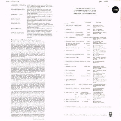 Atrium Musicae de Madrid, Gregorio Paniagua : Tarentule-Tarentelle (LP, Album, Club)