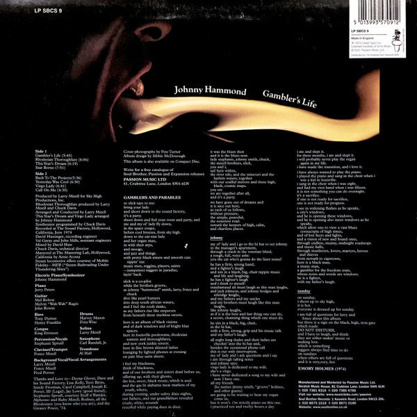 Johnny Hammond : Gambler's Life (LP, RE)