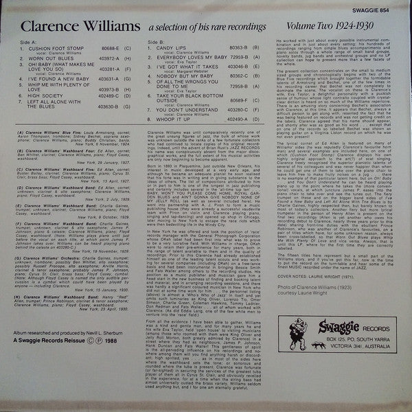 Clarence Williams : A Selection Of His Rare Recordings Volume Two 1924-1930 (LP, Comp, Mono)