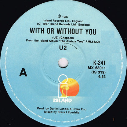 U2 : With Or Without You (7", Single, Ltd)