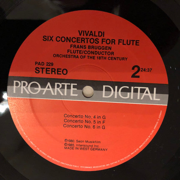 Vivaldi*, Frans Brüggen, Orchestra Of The 18th Century : Six Flute Concertos Op.10 (LP, RE, DMM)
