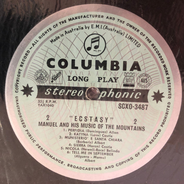 Manuel And The Music Of The Mountains* : Ecstasy (LP, Album)