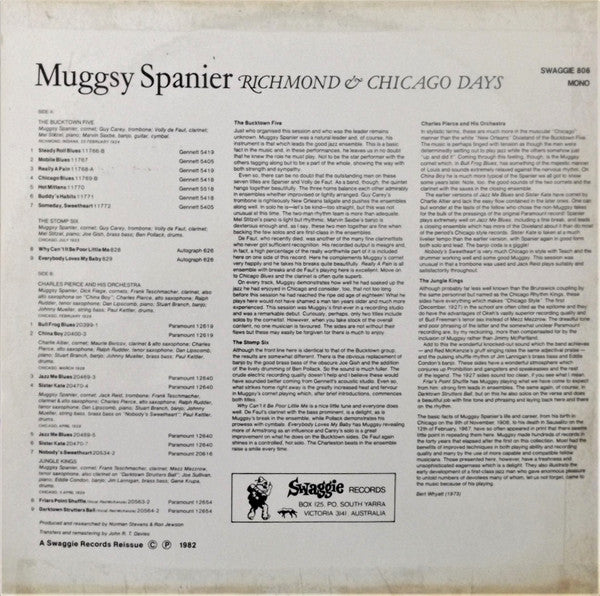Muggsy Spanier : Richmond & Chicago Days (LP, Comp, Mono)