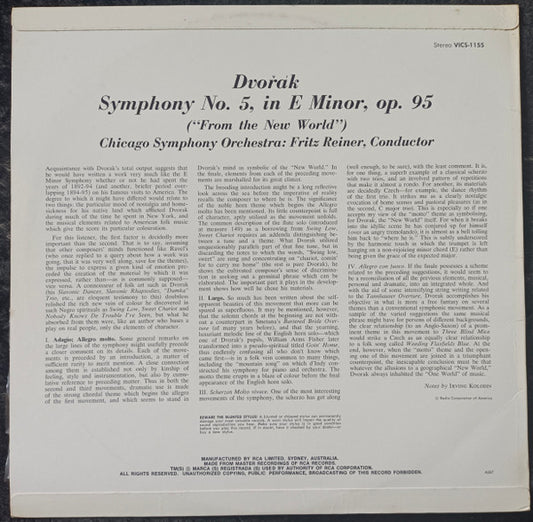 Dvořák* - Fritz Reiner ... Chicago Symphony* : New World Symphony (LP)