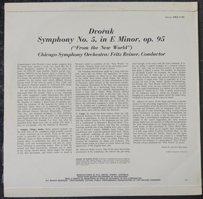 Dvořák* - Fritz Reiner ... Chicago Symphony* : New World Symphony (LP)