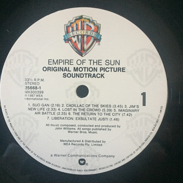 John Williams (4) : Empire Of The Sun (Original Motion Picture Soundtrack) (LP)