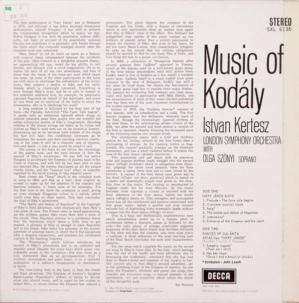 Istvan Kertesz* / London Symphony Orchestra : Music Of Kodály (LP, RP)
