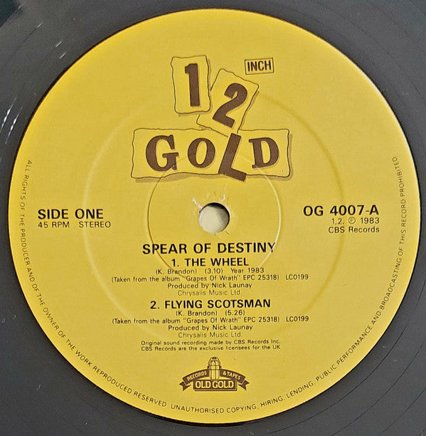 Spear Of Destiny : The Wheel / Flying Scotsman / Prisoner Of Love / Liberator (12")