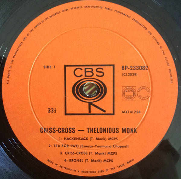 Thelonious Monk : Criss-Cross (LP, Album, Mono)