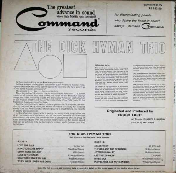 The Dick Hyman Trio : The Dick Hyman Trio (LP, Album, Gat)