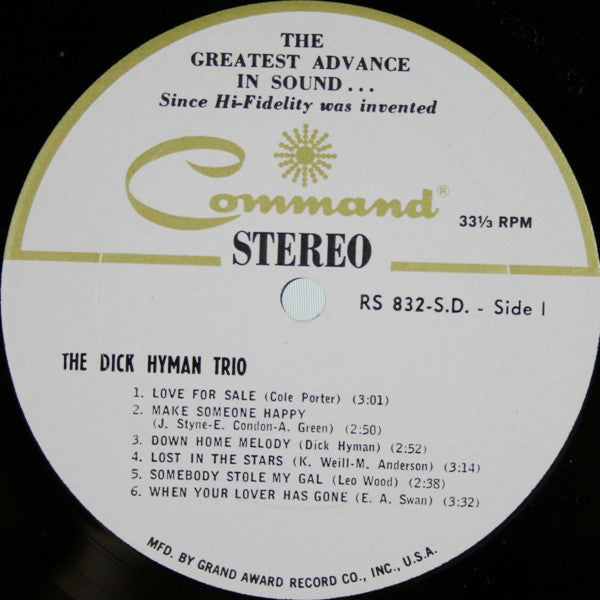 The Dick Hyman Trio : The Dick Hyman Trio (LP, Album, Gat)
