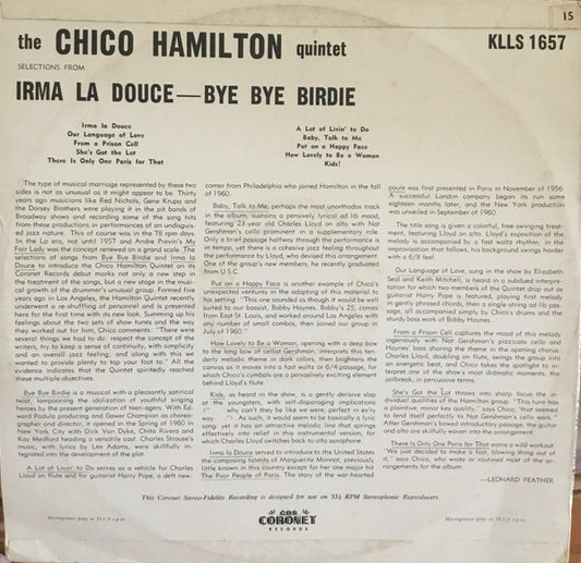 The Chico Hamilton Quintet : Bye Bye Birdie - Irma La Douce (LP, Album)