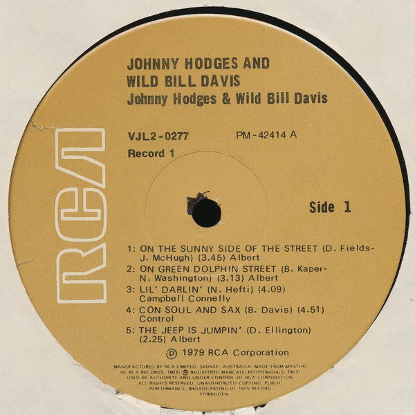 Johnny Hodges, Wild Bill Davis : Johnny Hodges, Wild Bill Davis Volume 1 - 2 / 1965 - 1966 (2xLP, Album, Comp)