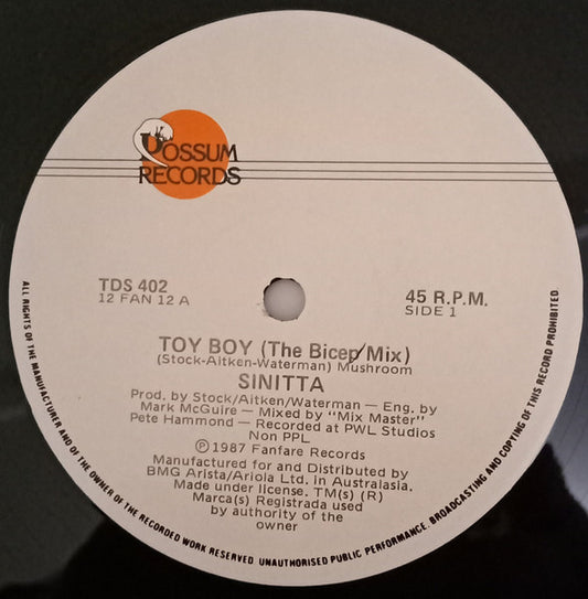 Sinitta : Toy Boy (12", Single)