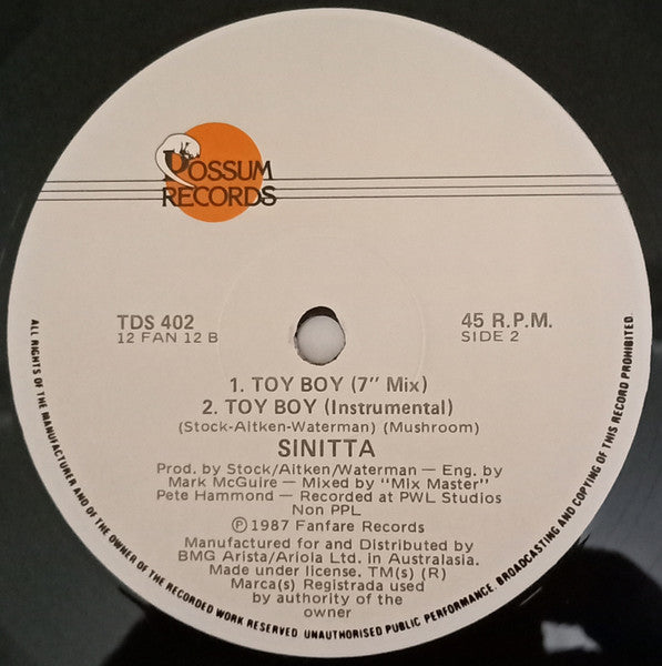 Sinitta : Toy Boy (12", Single)