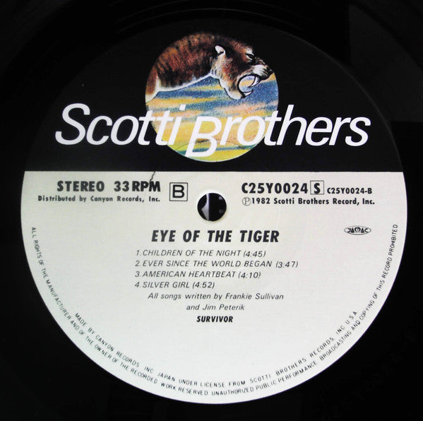 Survivor : Eye Of The Tiger (LP, Album)