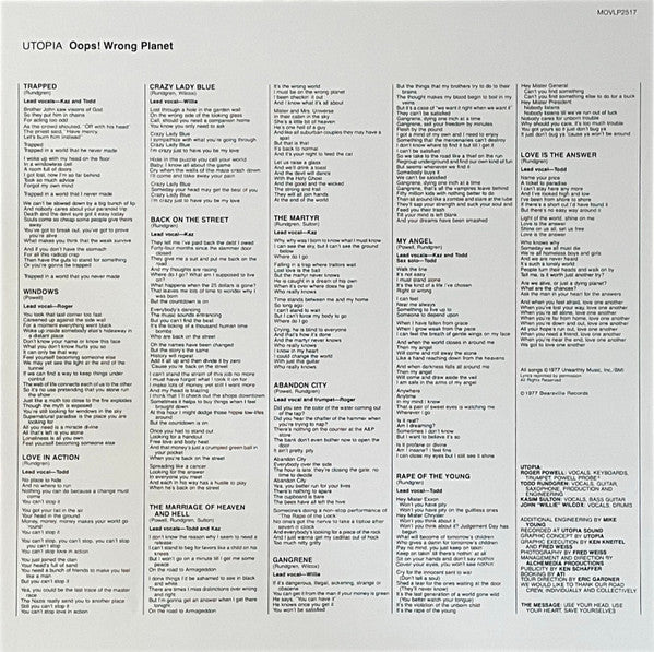 Utopia (5) : Oops! Wrong Planet (LP, Album, Ltd, Num, RE, Sil)