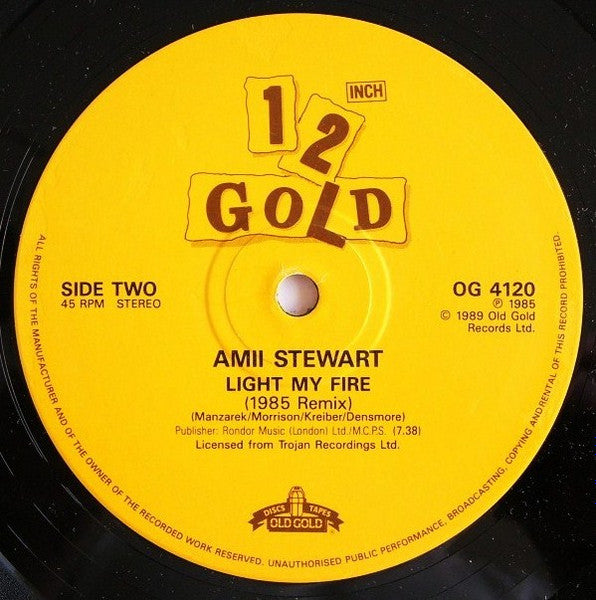 Amii Stewart : Knock On Wood (1985 Remix) / Light My Fire (1985 Remix) (12")