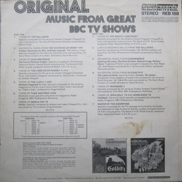 Various : Original Music From Great BBC TV Shows (LP, Comp)