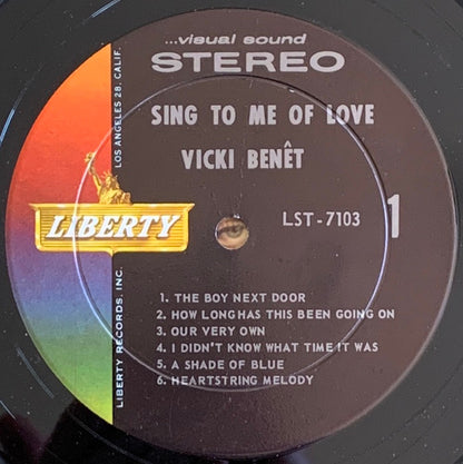 Vicki Benet : Sing To Me Of Love (LP, Album, RP)