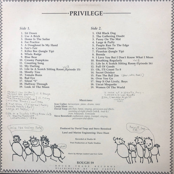 Ivor Cutler And Linda Hirst : Privilege (LP, Album)