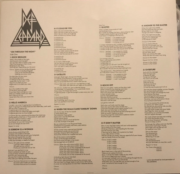 Def Leppard : On Through The Night (LP, Album, RE, RM)