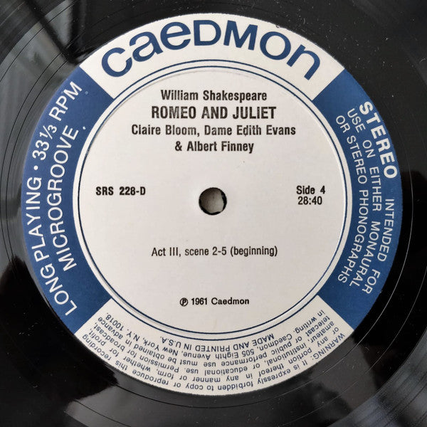 William Shakespeare, Claire Bloom, Edith Evans, Albert Finney Directed by Howard Sackler : Romeo And Juliet (3xLP + Box)
