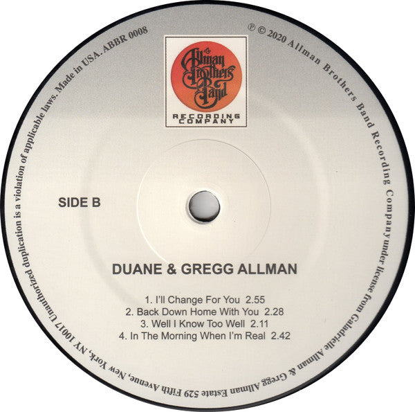Duane & Gregg Allman* : Duane & Gregg Allman (LP, Album, RE)