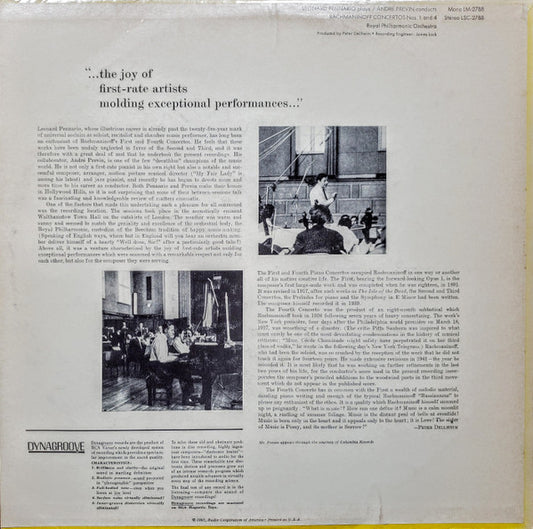 Rachmaninoff*, Leonard Pennario - André Previn, Royal Philharmonic Orchestra : Concertos Nos. 1 And 4 (LP)