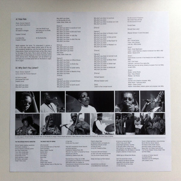 Horace Tapscott With The Pan-Afrikan Peoples Arkestra And The Voice Of UGMAA : Live At LACMA, 1998 (LP, Ltd, 180)