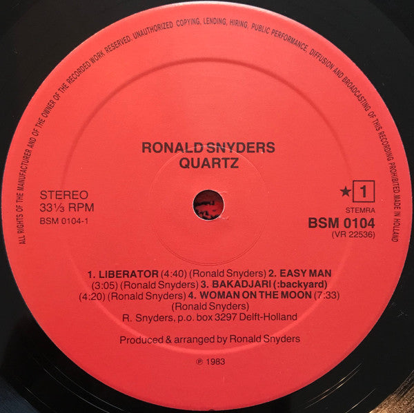 Ronald Snijders : Quartz (LP, Album)