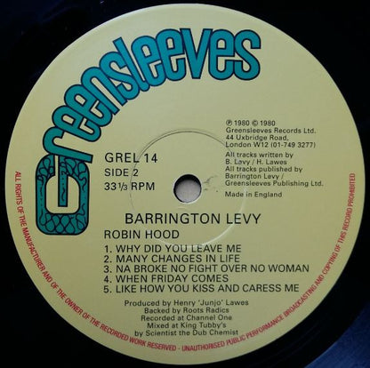 Barrington Levy : Robin Hood (LP, Album, RE)