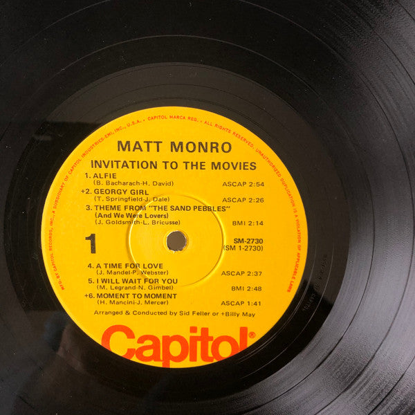 Matt Monro : Born Free (Invitation To The Movies) (LP, Album)
