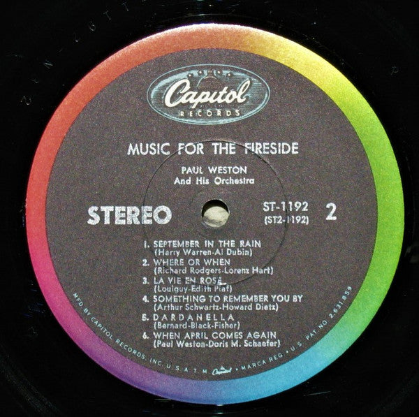 Paul Weston (2) : Music For The Fireside (LP, Album, RP)