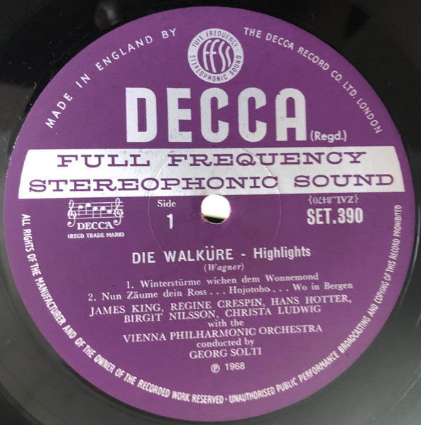 Richard Wagner - Wiener Philharmoniker, Georg Solti : Die Walküre - Highlights (LP)
