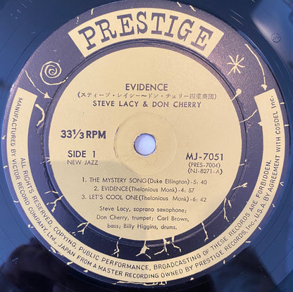 Steve Lacy With Don Cherry : Evidence (LP, Album, Mono)