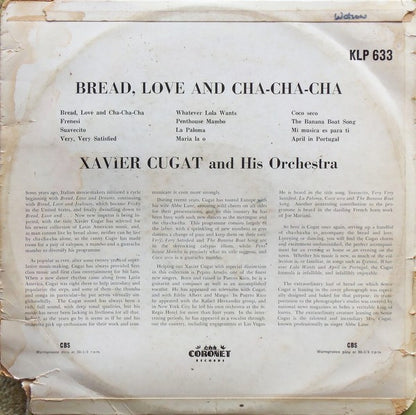 Xavier Cugat And His Orchestra : Bread, Love And Cha, Cha, Cha (LP, Album, RP)