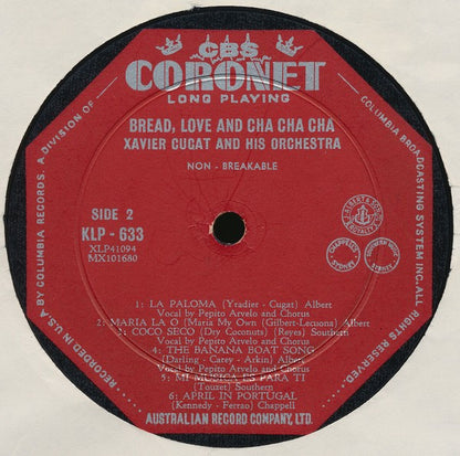 Xavier Cugat And His Orchestra : Bread, Love And Cha, Cha, Cha (LP, Album, RP)