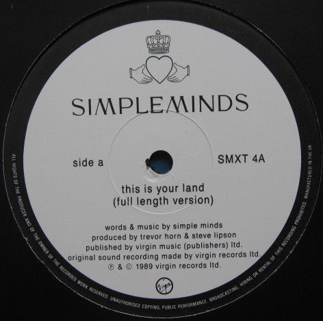 Simple Minds : This Is Your Land (12", Ltd, Gat)