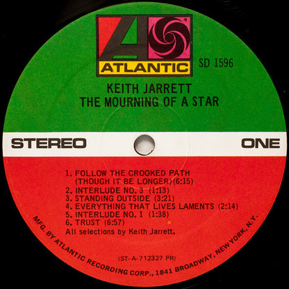 Keith Jarrett : The Mourning Of A Star (LP, Album, PR)