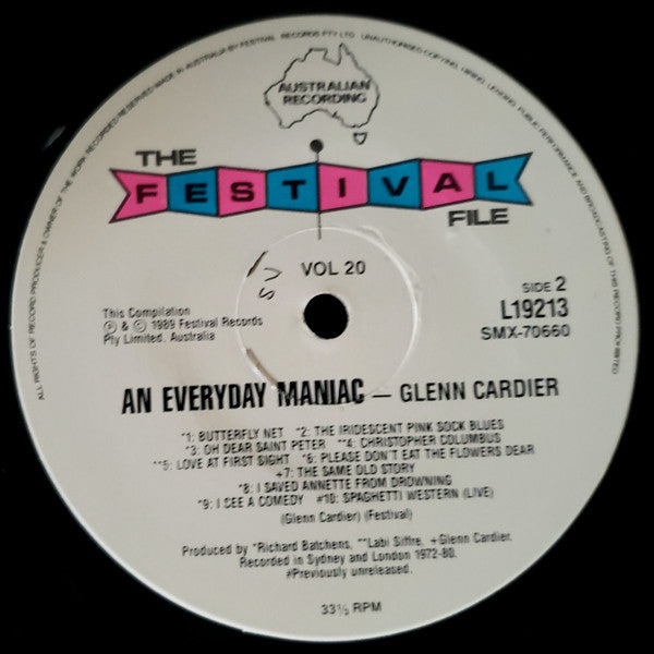 Glenn Cardier : An Everyday Maniac (LP, Comp)