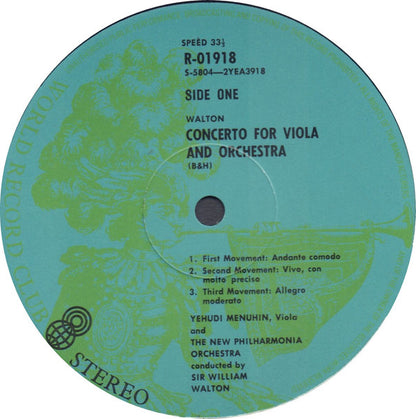 Sir William Walton, Yehudi Menuhin, London Symphony Orchestra, New Philharmonia Orchestra, Sir William Walton : Violin Concerto • Viola Concerto (LP, Album, Club)