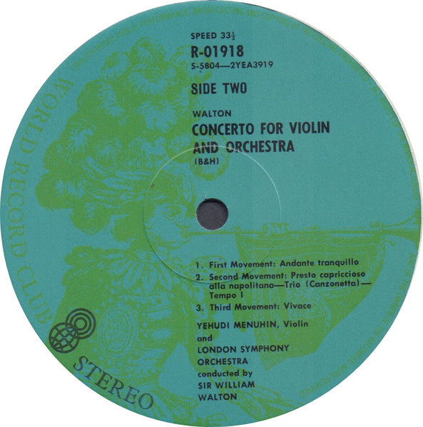 Sir William Walton, Yehudi Menuhin, London Symphony Orchestra, New Philharmonia Orchestra, Sir William Walton : Violin Concerto • Viola Concerto (LP, Album, Club)